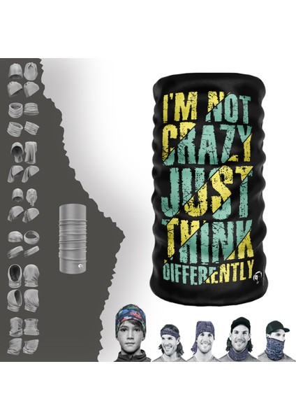 Extreme I'm Not Crazy Yazılı Siyah Desenli Boyunluk Bandana Baf Toka Maske Saçbandı