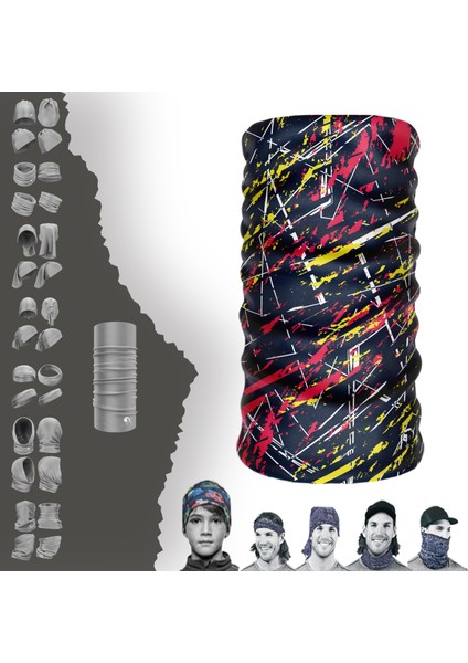 Extreme Karışık Kırmızı Sarı Boyunluk Bandana Baf Toka Maske Saçbandı