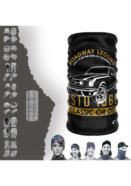 Extreme Sarı Roadway Legend Yazılı Beyaz Renkli Boyunluk Bandana Baf Toka Maske Saçbandı