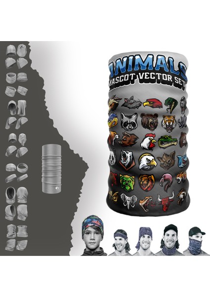 Extreme Farklı Hayvan Desenli Boyunluk Bandana Baf Toka Maske Saçbandı