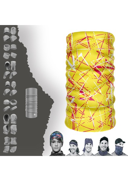 Extreme Karışık Sarı Kırmızı Boyunluk Bandana Baf Toka Maske Saçbandı