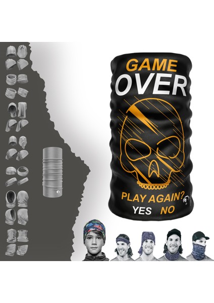 Extreme Turuncu Kurukafalı Game Over Boyunluk Bandana Baf Toka Maske Saçbandı