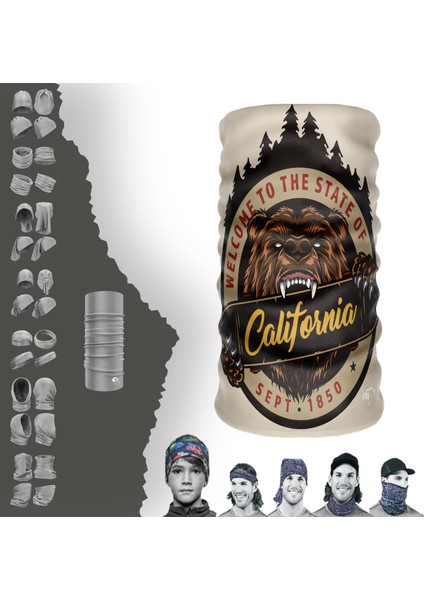 Extreme California Ayılı Boyunluk Bandana Baf Toka Maske Saçbandı