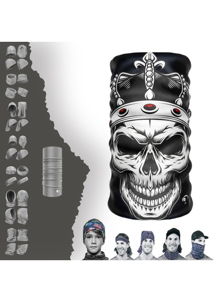 Extreme Kırmızı Taşlı Kuru Kafa Boyunluk Bandana Baf Toka Maske Saçbandı