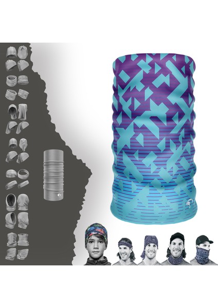 Extreme Mor Mavi Geçişli Boyunluk Bandana Baf Toka Maske Saçbandı