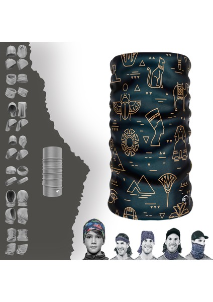 Extreme Piramit Desenli Boyunluk Bandana Baf Toka Maske Saçbandı