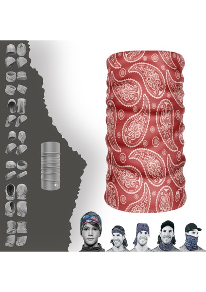 Extreme Beyaz Kırmızı Damla Desenli Boyunluk Bandana Baf Toka Maske Saçbandı