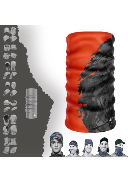 Extreme Karışık Desenli Siyah Kırmızı Boyunluk Bandana Baf Toka Maske Saçbandı