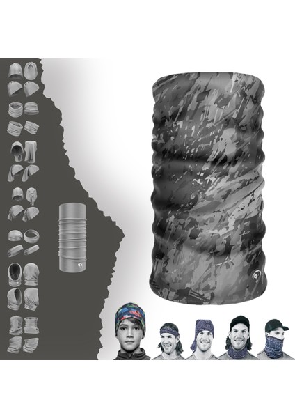 Extreme Karışık Gri Siyah Desenli Boyunluk Bandana Baf Toka Maske Saçbandı