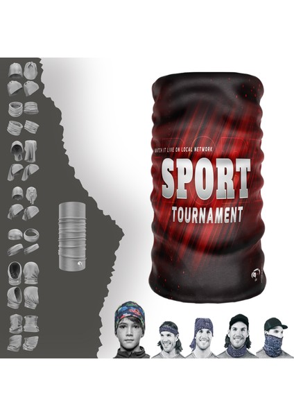 Extreme Kırmızı Siyah Sport Yazılı Bandana Baf Toka Maske Saçbandı