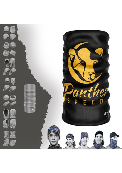 Extreme Sarı Panther Desenli Boyunluk Bandana Baf Toka Maske Saçbandı