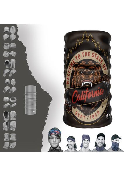 Extreme California Ayılı Boyunluk Bandana Baf Toka Maske Saçbandı