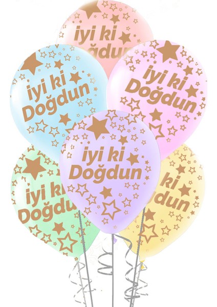 Makaron Iyi Ki Doğdun Baskılı Karışık Balon 10 Adet