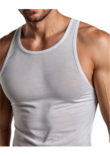 5 Li Beyaz Erkek Atlet Pamuklu Penye Fit Küçük Büyük Beden Askılı Terletmeyen, Nefes Alan, Spor Günlük fiyatları