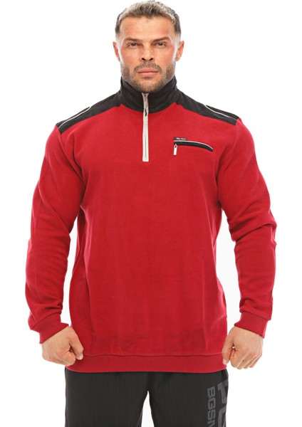 Erkek Kışlık Causal Bordo Sweatshirt Big Sam 4662