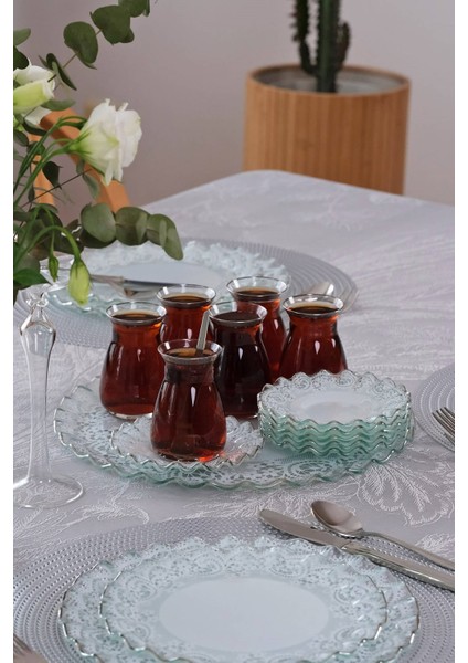 Marche Platin Yaldızlı Cam Tepsi