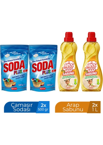 Arap Sabunu 1 L x 2 Adet + Soda Plus 500 gr x 2 Adet