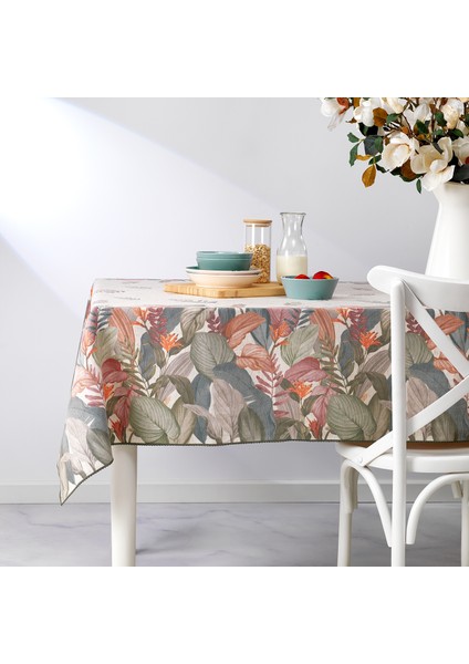 Home Tropical Poly Linen Masa Örtüsü 150X220-YEŞIL