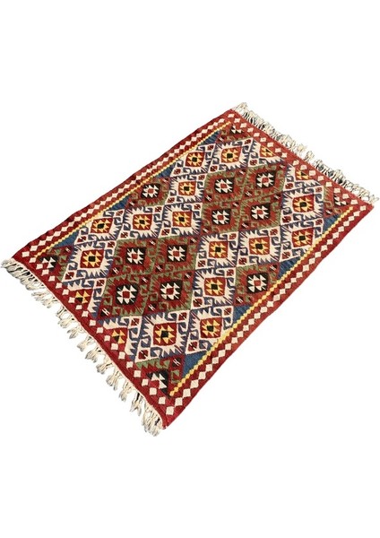 El Dokuma Kök Boya Kilim 83X120 Renkli %100 Yün Sıfır Kilim