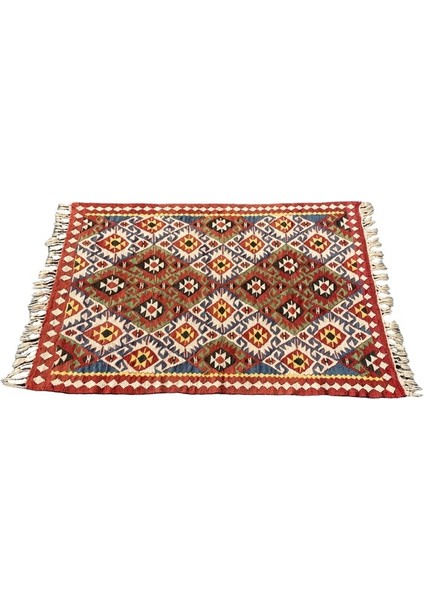 El Dokuma Kök Boya Kilim 83X120 Renkli %100 Yün Sıfır Kilim