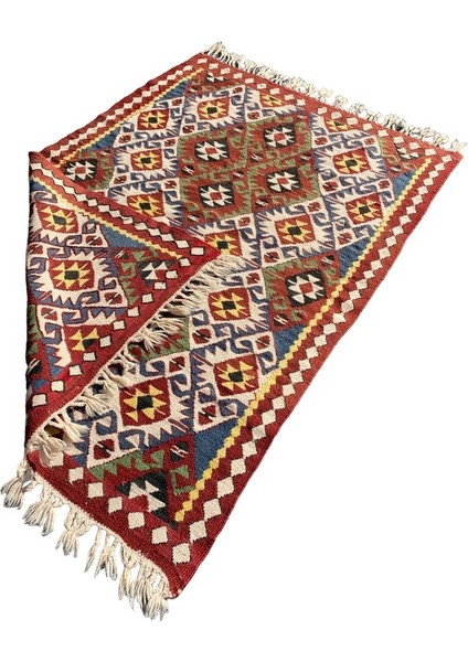 El Dokuma Kök Boya Kilim 83X120 Renkli %100 Yün Sıfır Kilim