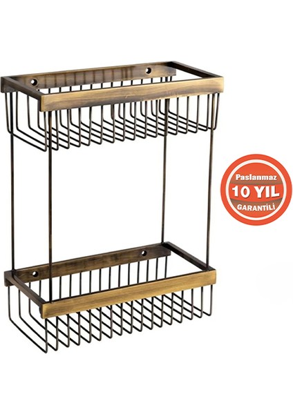 Paslanmaz Pirinç Kumru Şampuanlık 15X25 Şampuanlık Banyo Rafı Antik