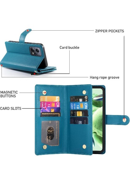 Xiaomi Poco X5 Bilek Kayışı Kickstand Çok Fonksiyonlu Kart Için Flip Case (Yurt Dışından)