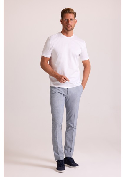 Erkek Beyaz Regular Fit Merserize Pamuk T-Shirt