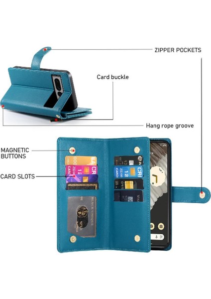 Google Piksel 7 Pro Çok Fonksiyonlu Kart Yuvaları Bilek Kayışı Için Flip Case (Yurt Dışından)