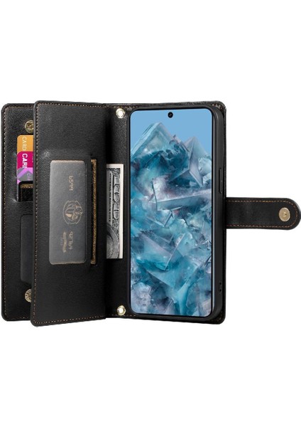Google Piksel 8 Pro Bilek Kayışı Çok Fonksiyonlu Kart Yuvaları Için Flip Case (Yurt Dışından)