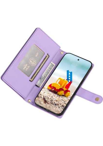 Google Piksel 9 Pro Xl Çok Fonksiyonlu Kart Yuvaları Bilek Kayışı Için Flip Case (Yurt Dışından)