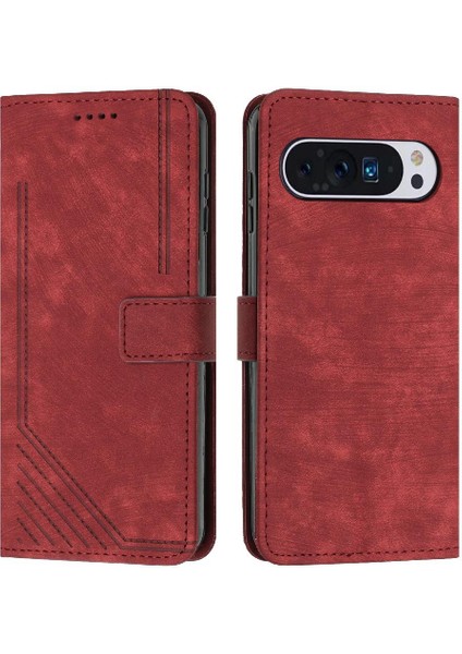 Google Piksel 9 Kickstand Cüzdan Pu Deri Kart Ekleme Için Flip Case (Yurt Dışından)