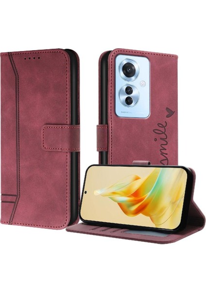 Oppo Phone 11F El Kayışı Için Telefon Kılıfı Pu Deri Flip Folio Cüzdan Kart (Yurt Dışından)