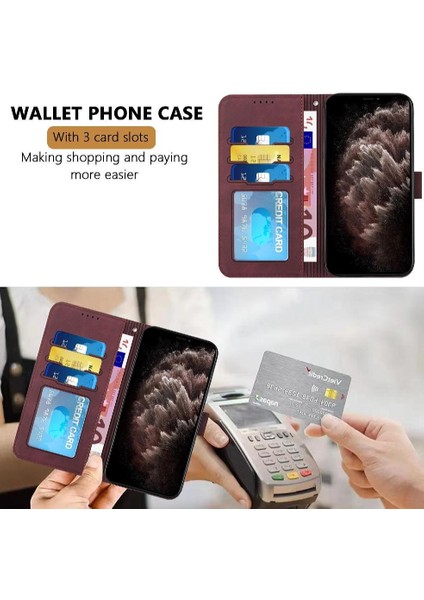 Oppo Phone 11F El Kayışı Için Telefon Kılıfı Pu Deri Flip Folio Cüzdan Kart (Yurt Dışından)