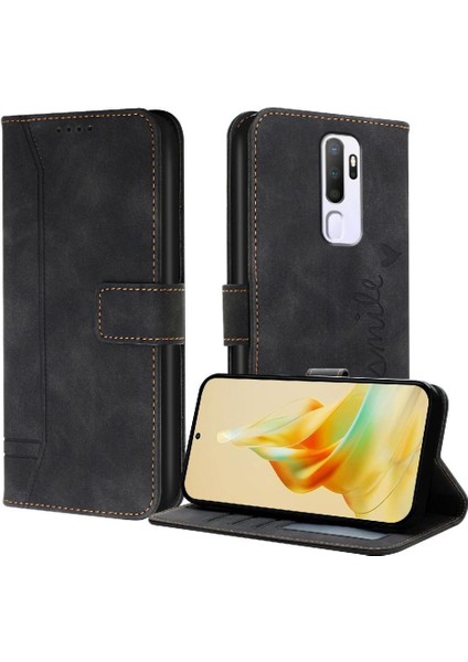 Oppo A5 2020 Flip Folio Cüzdan Için Telefon Kılıfı Pu Deri El Kayışı Kart (Yurt Dışından)