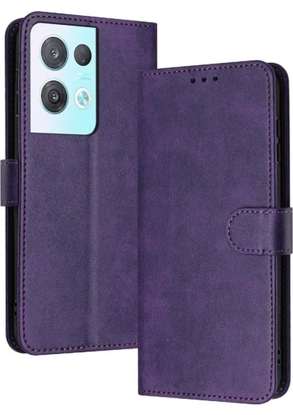 Oppo Için Flip Case Buckle 8 Pro 5g Saf Renk Toka ile Kart Yuvası ile Pu (Yurt Dışından)