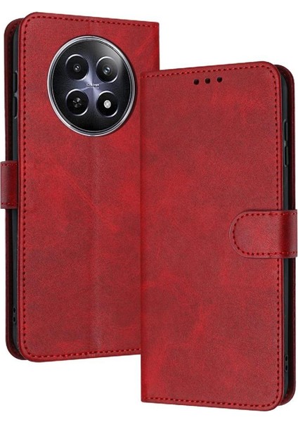 Kart ile Toka Saf Renk ile Realme 12 5g Pu Deri Için Flip Case (Yurt Dışından)