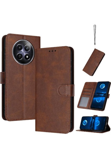 Kart ile Toka Saf Renk ile Realme 12 5g Pu Deri Için Flip Case (Yurt Dışından)