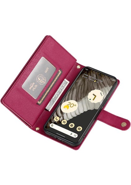 Google Piksel 7 Pro Çok Fonksiyonlu Kart Yuvaları Bilek Kayışı Için Flip Case (Yurt Dışından)