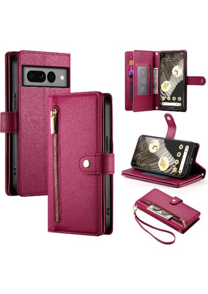 Google Piksel 7 Pro Çok Fonksiyonlu Kart Yuvaları Bilek Kayışı Için Flip Case (Yurt Dışından)