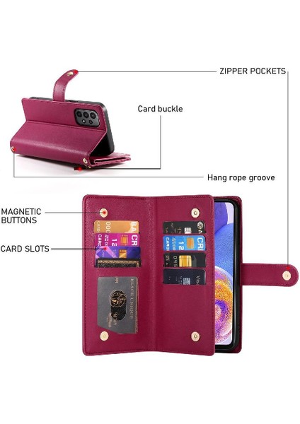 Samsung Galaxy M23 5g Kickstand Cüzdan Bölmesi Bilek Için Flip Case (Yurt Dışından) modelleri