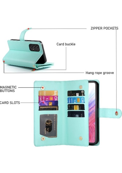 Samsung Galaxy Için Flip Case A53 5g Çok Fonksiyonlu Kart Yuvaları Bilek Kayışı (Yurt Dışından) modelleri