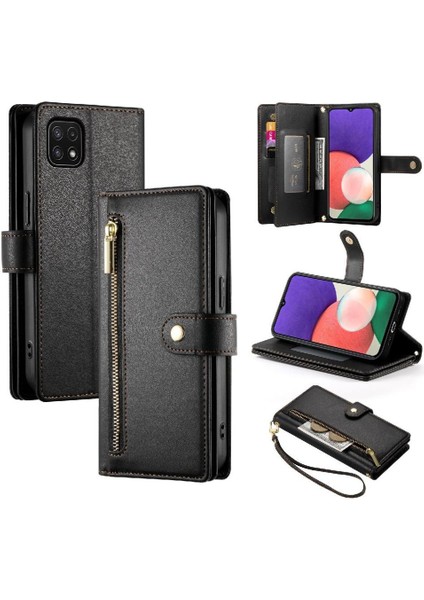 Samsung Galaxy A22 5g Cüzdan Bölmesi Bilek Kayışı Kartı Için Flip Case (Yurt Dışından)