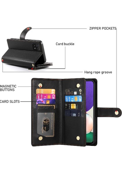 Samsung Galaxy A22 5g Cüzdan Bölmesi Bilek Kayışı Kartı Için Flip Case (Yurt Dışından) modelleri