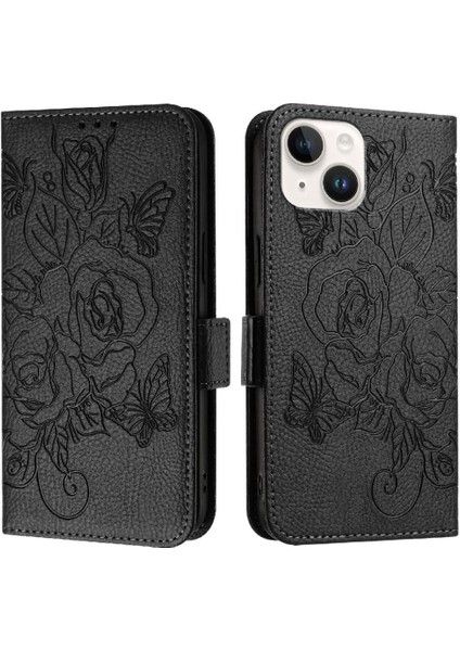 Kredi Kartı Yuvası Pu Deri ile IPhone 15 Manyetik Cüzdan Için Kılıf (Yurt Dışından)