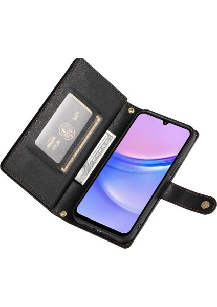 Samsung Galaxy A15 Çok Fonksiyonlu Kart Yuvaları Cüzdan Bilek Için Flip Case (Yurt Dışından) fırsatları