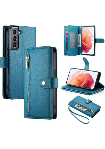 Samsung Galaxy S21 Bilek Kayışı Çok Fonksiyonlu Kart Yuvaları Için Flip Case (Yurt Dışından) modelleri