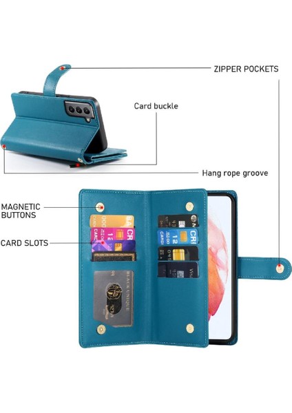 Samsung Galaxy S21 Bilek Kayışı Çok Fonksiyonlu Kart Yuvaları Için Flip Case (Yurt Dışından) fırsatları