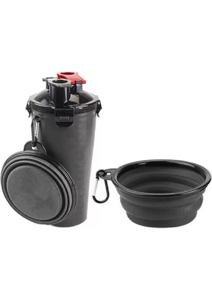 Kedi Köpek Su ve Mama Matarası Katlanır Mama Kabı Seti