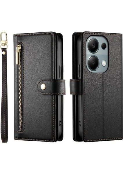 Xiaomi Poco M6 Pro Bilek Kayışı Kickstand Cüzdan Bölmesi Için Flip Case (Yurt Dışından)